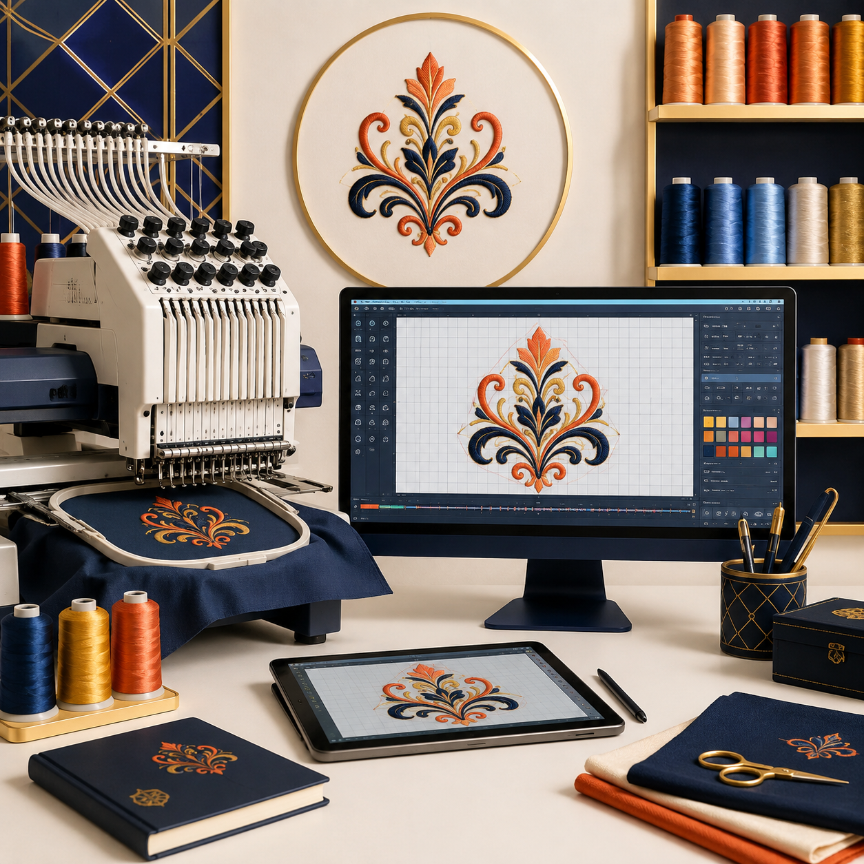 Embroidery digitizing workspace sample by Stitchize