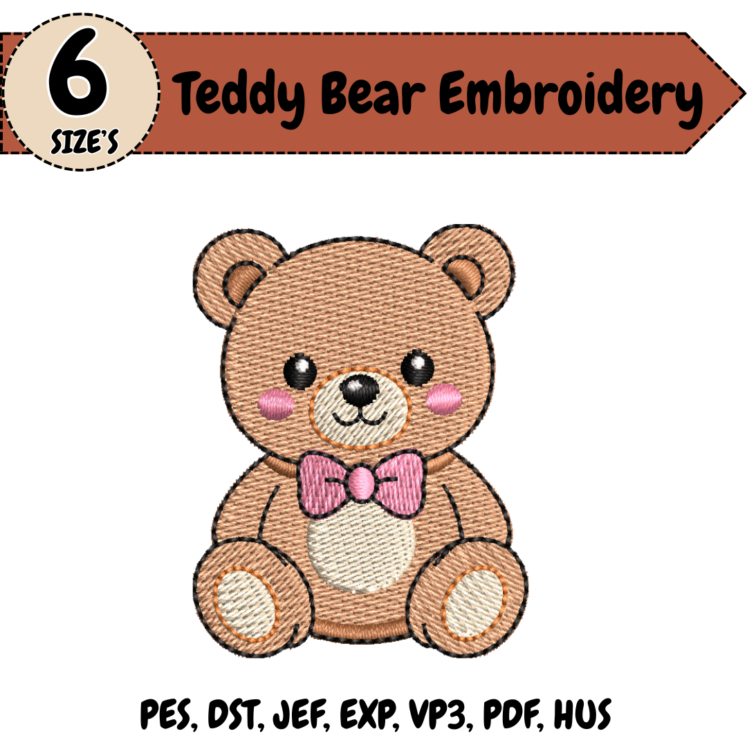 Cute Teddy Bear Machine Embroidery Design