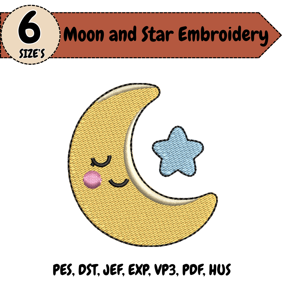 Moon and Star Machine Embroidery Design