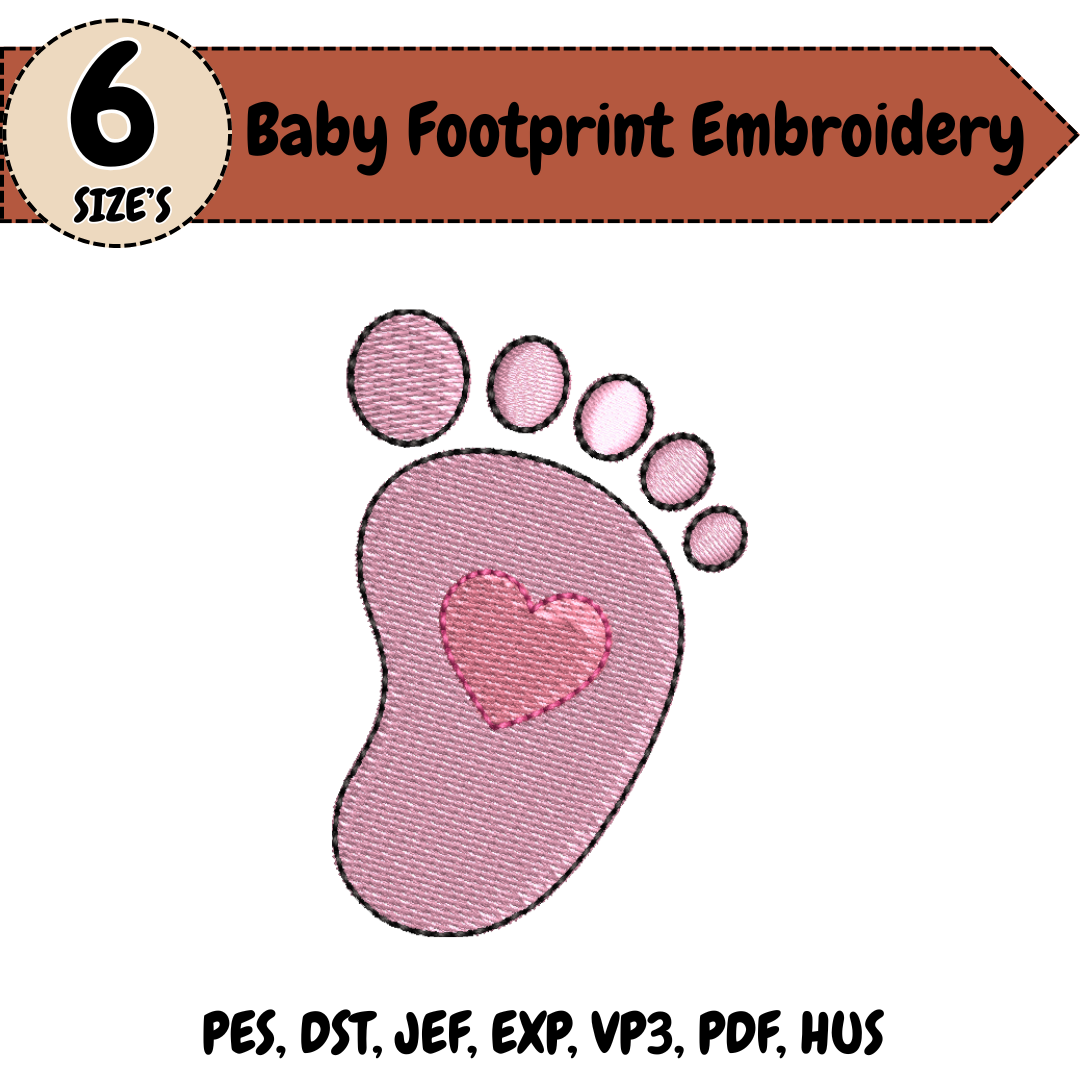 Baby Footprint Heart Machine Embroidery Design