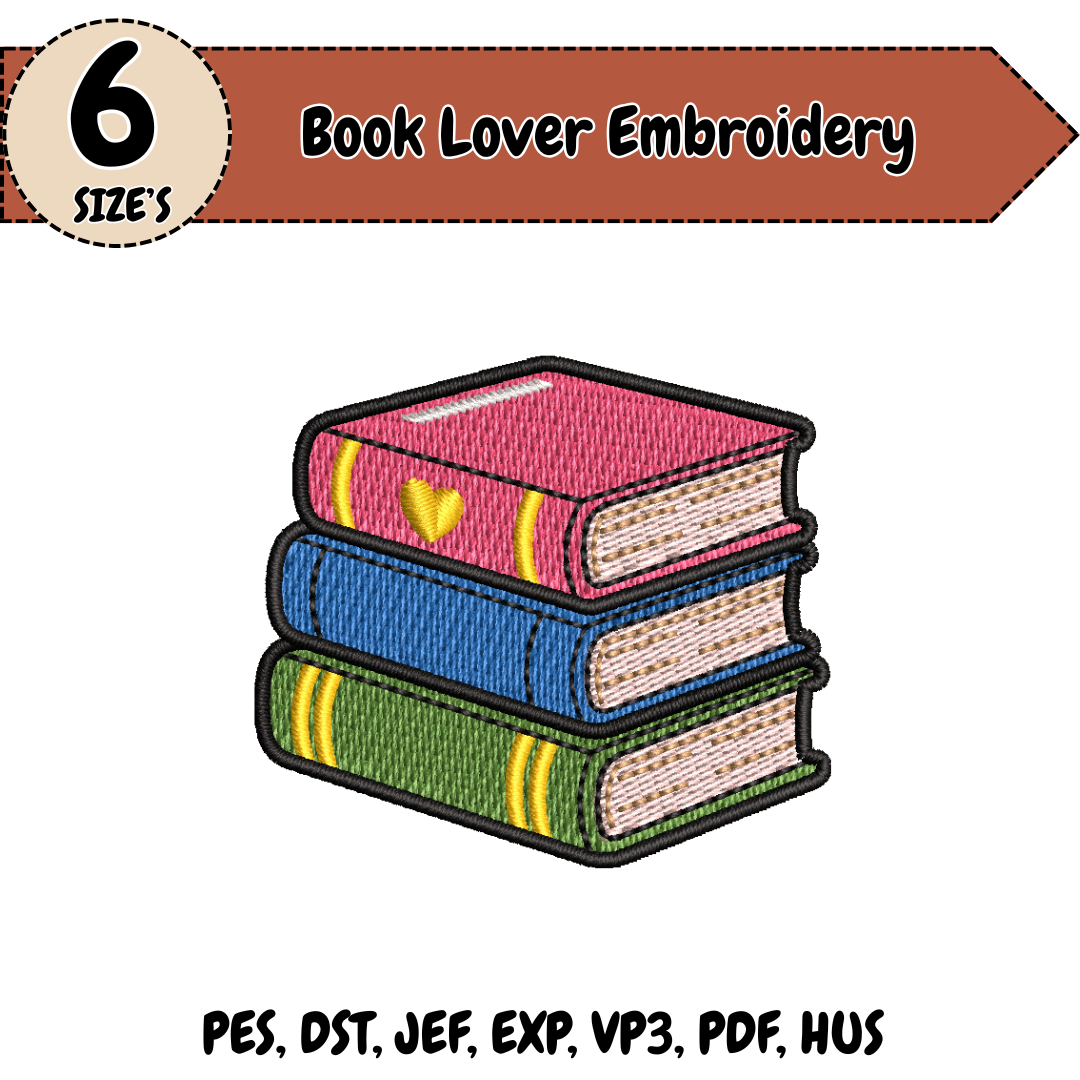 Book Lover Machine Embroidery Design