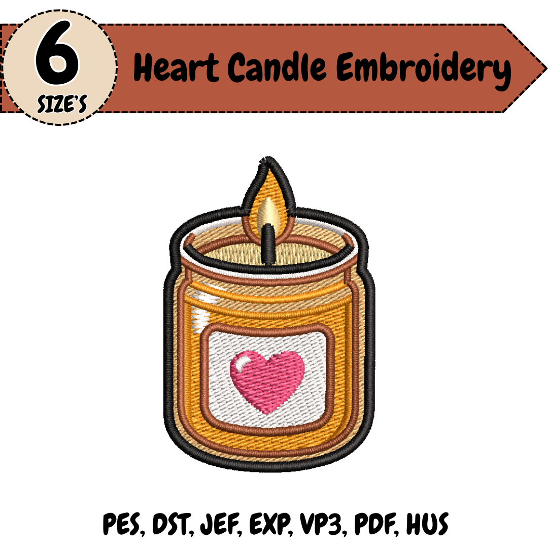 Heart Candle Machine Embroidery Design