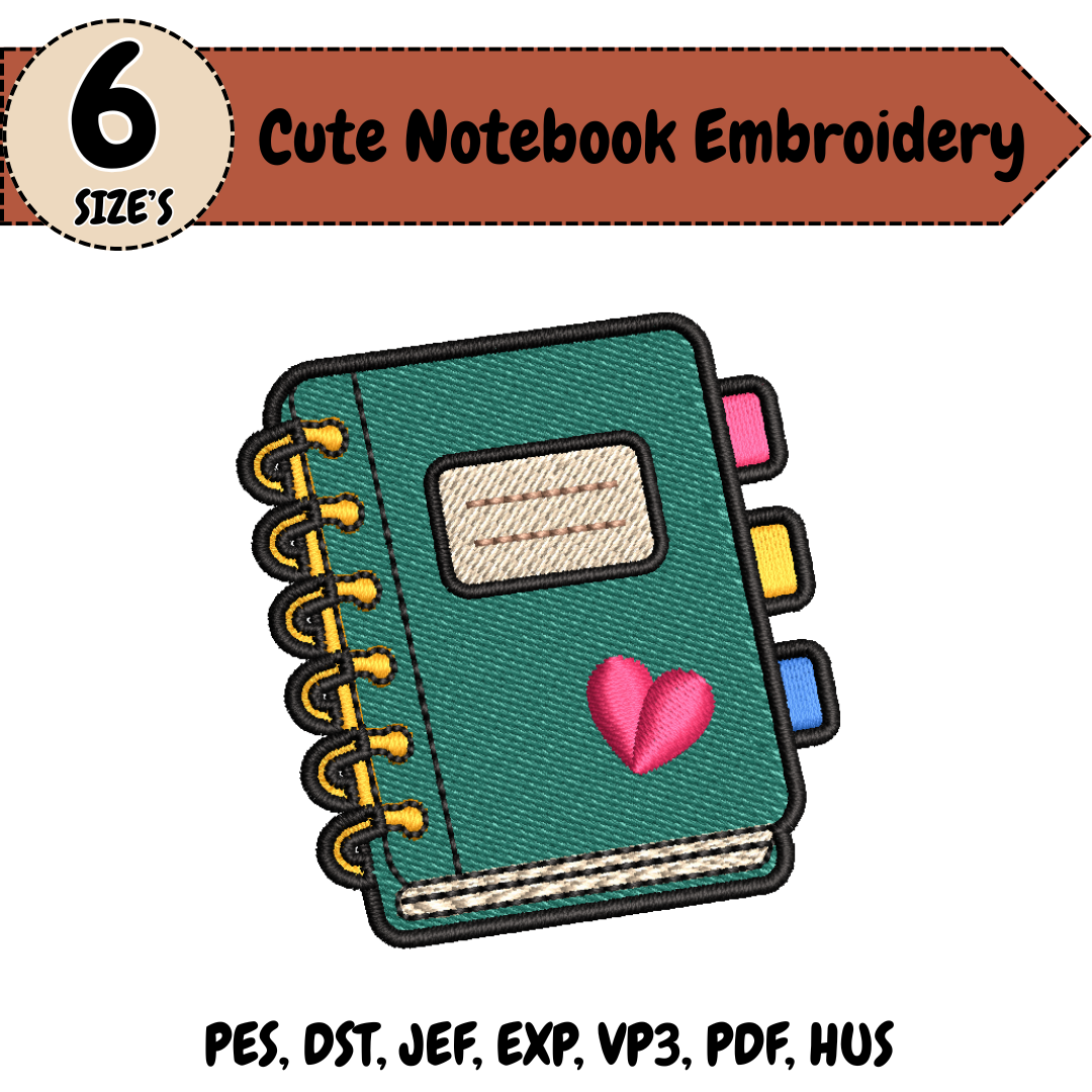 Cute Notebook Machine Embroidery Design