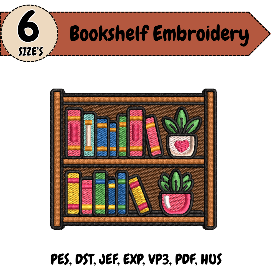 Bookshelf Machine Embroidery Design