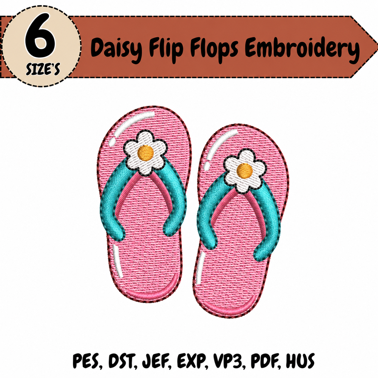 Daisy Flip Flops Embroidery Design