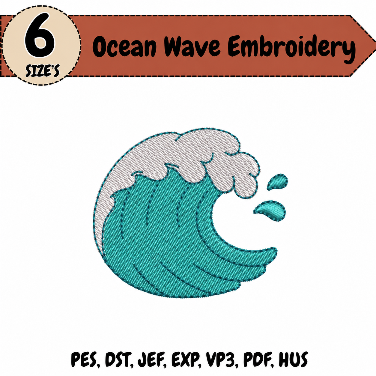 Ocean Wave Embroidery Design