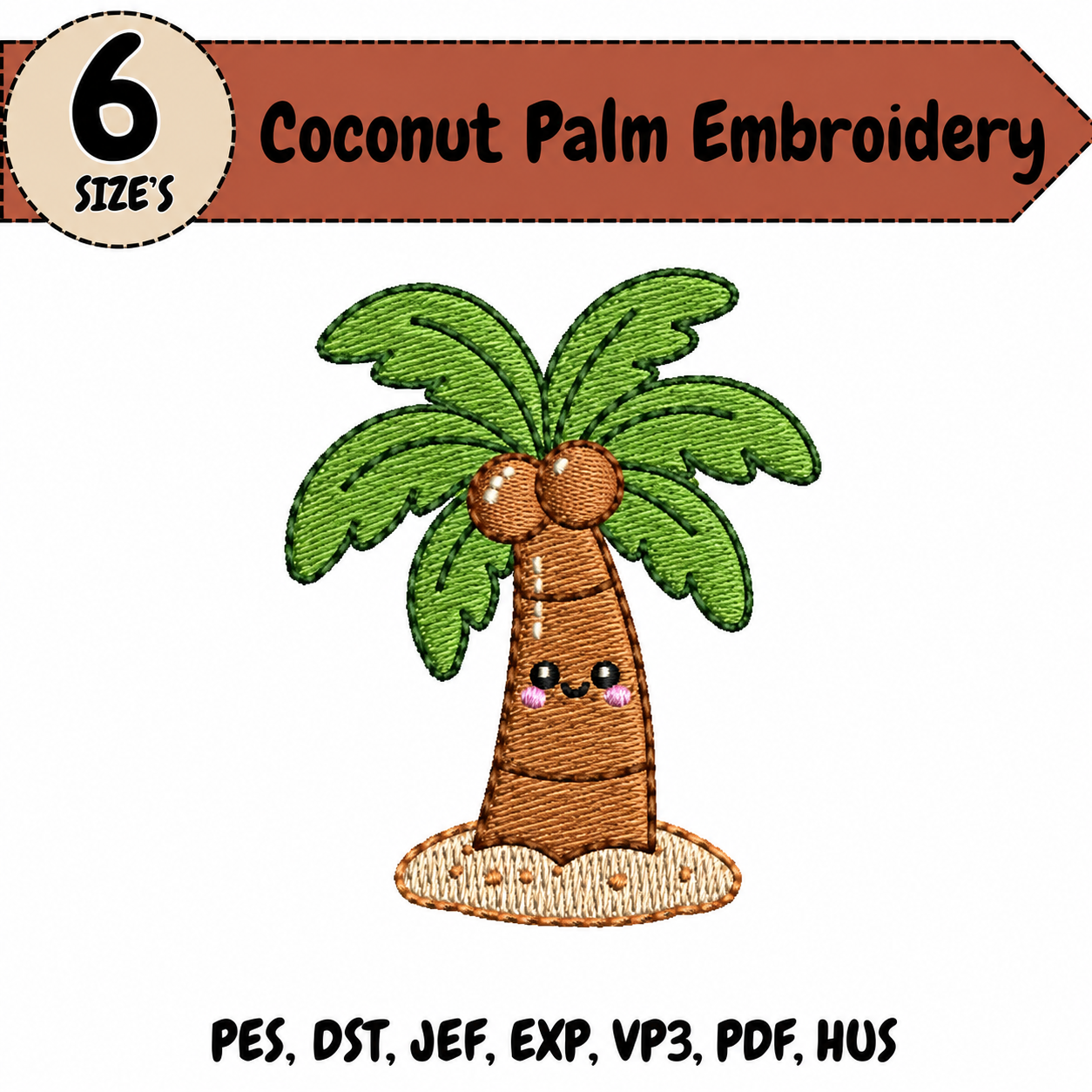 Coconut Palm Embroidery Design