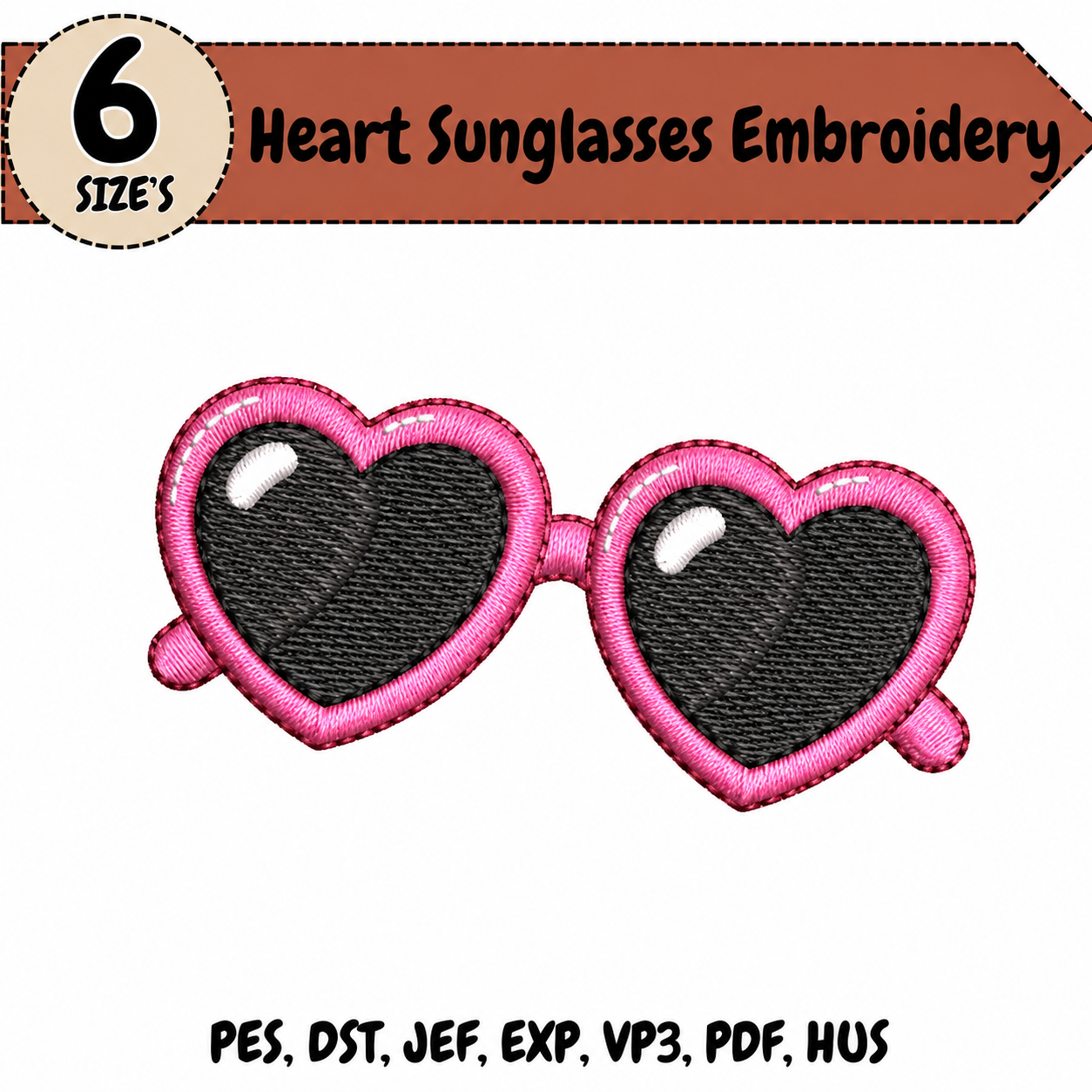 Heart Sunglasses Embroidery Design