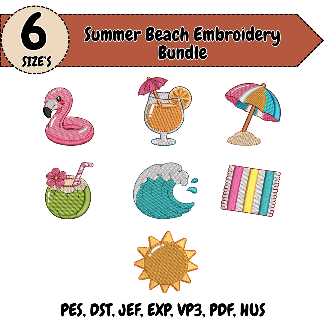 Summer Beach Embroidery Bundle