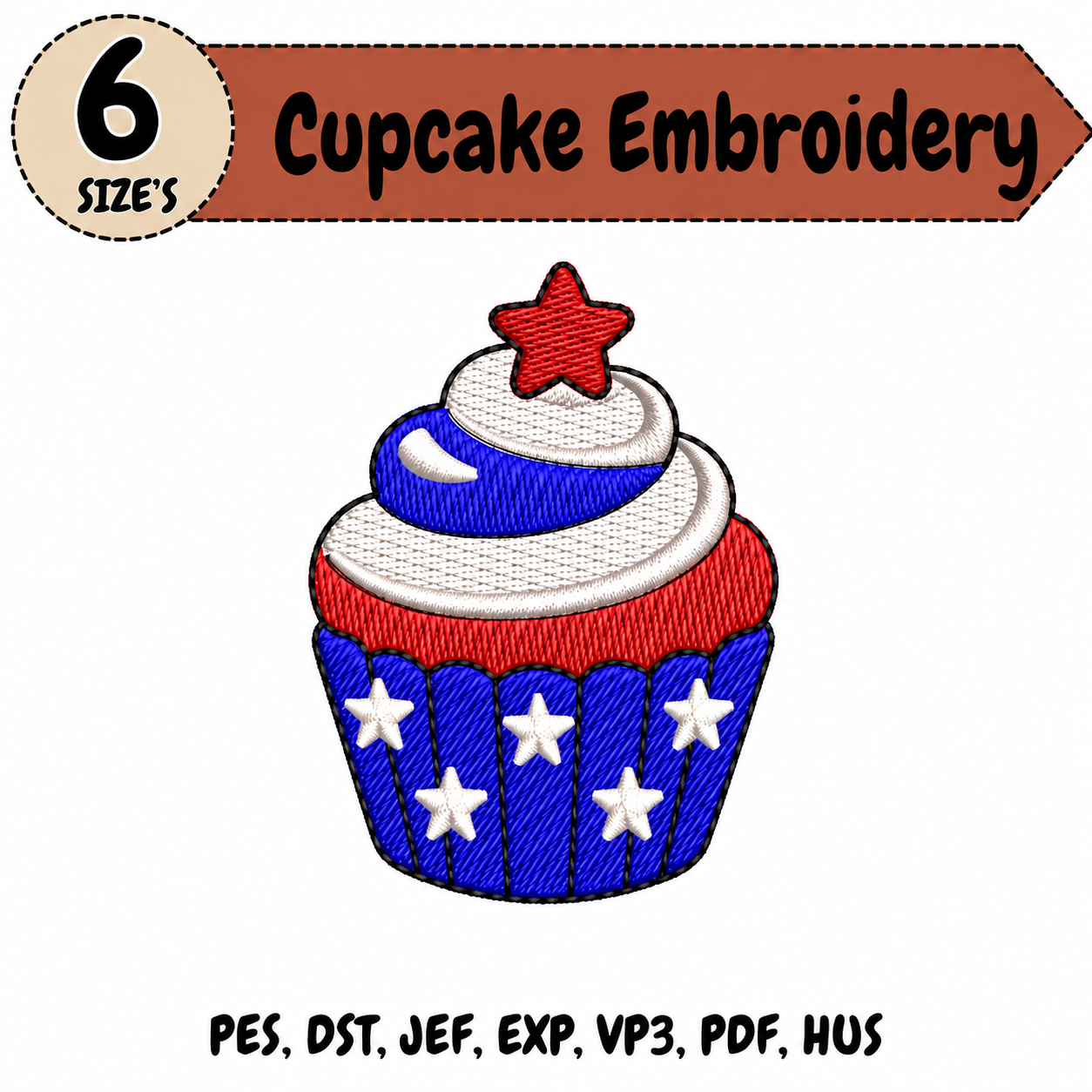 Cupcake Embroidery Design – 6 Sizes