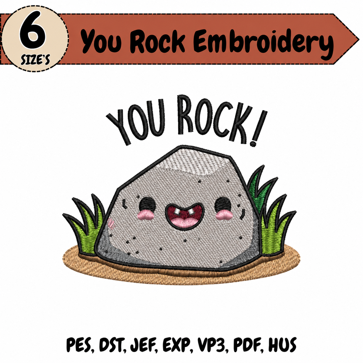 You Rock Cute Rock Embroidery Design – 6 Sizes