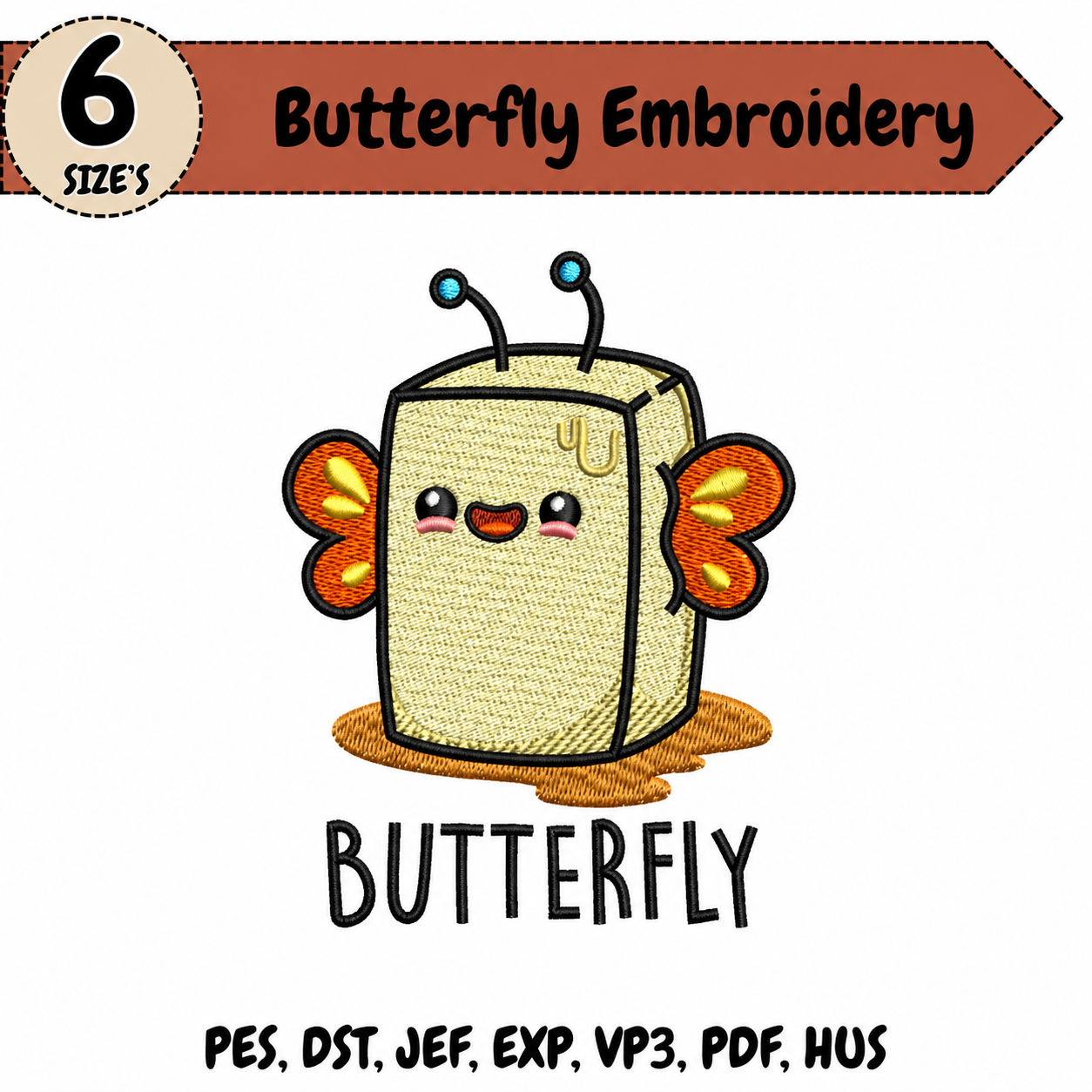 Butterfly Embroidery Design – 6 Sizes