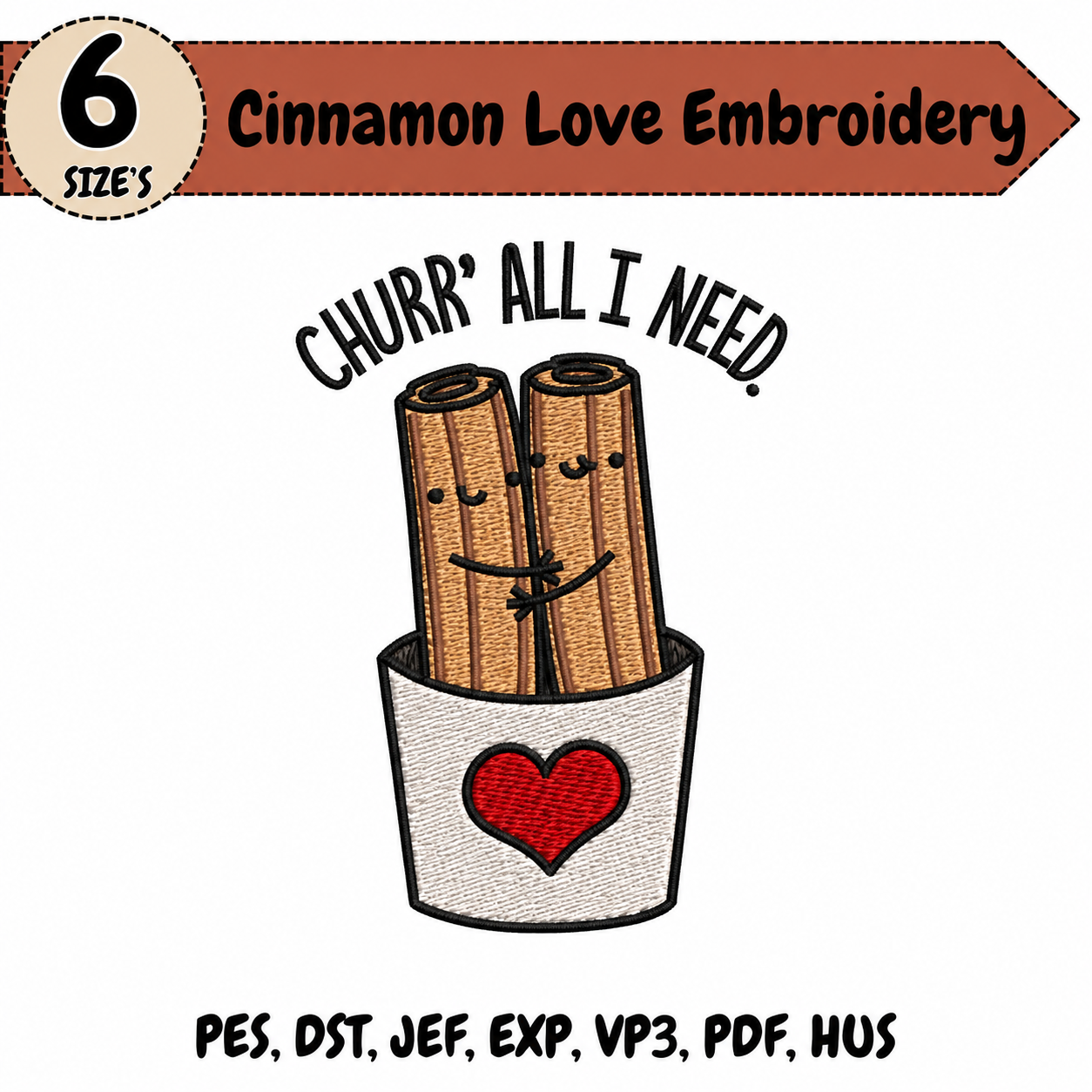 Cinnamon Love Embroidery Design – 6 Sizes