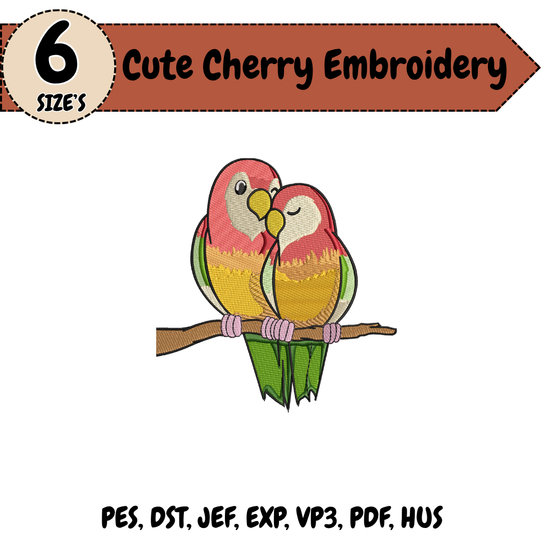 Love Birds Embroidery Design – 6 Sizes
