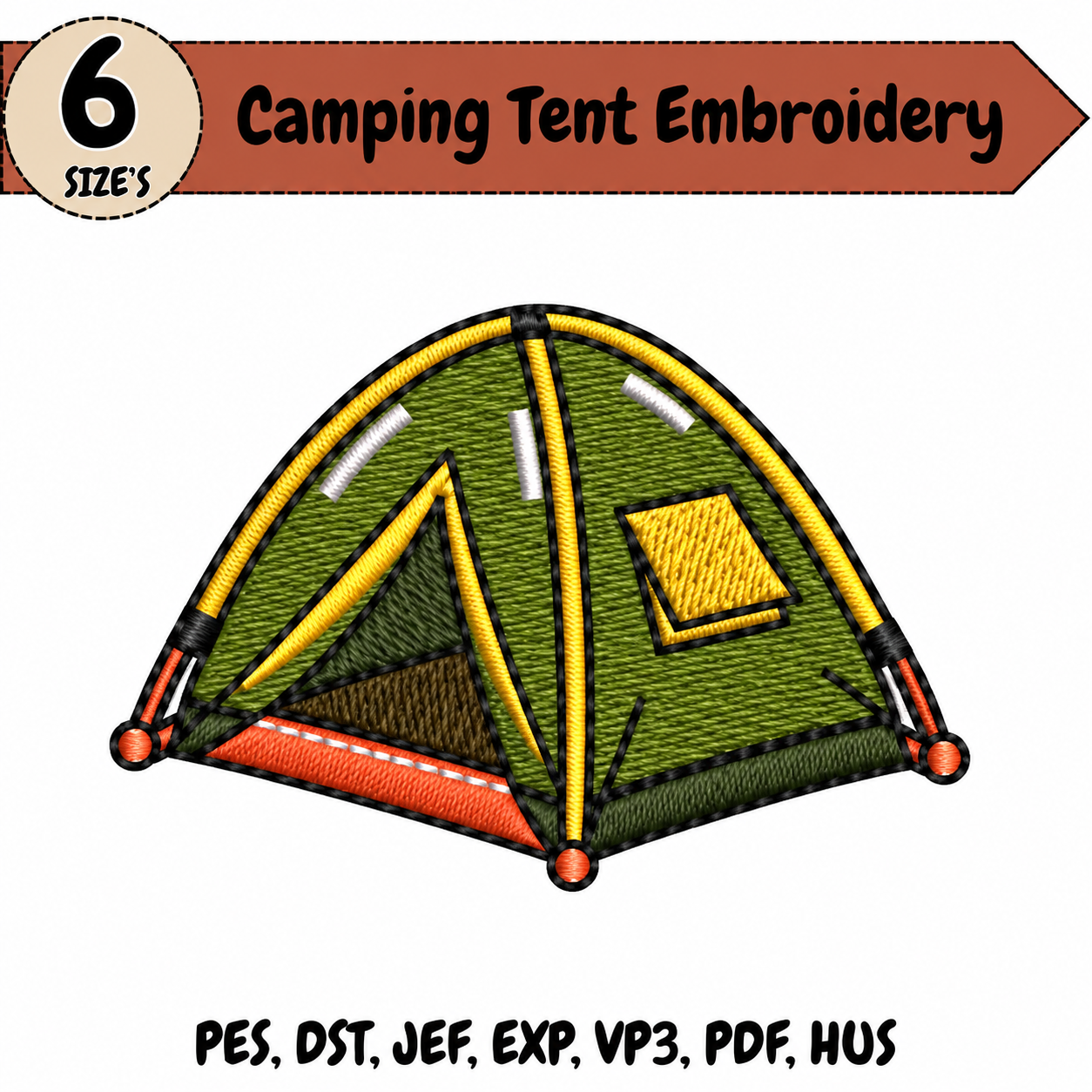 Camping Tent Embroidery Design – 6 Sizes