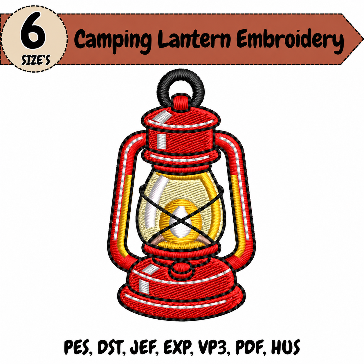 Camping Lantern Embroidery Design – 6 Sizes
