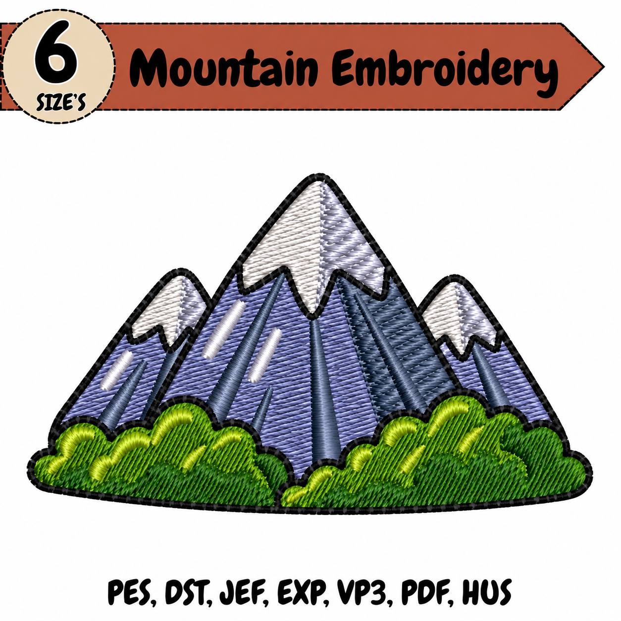 Mountain Embroidery Design – 6 Sizes