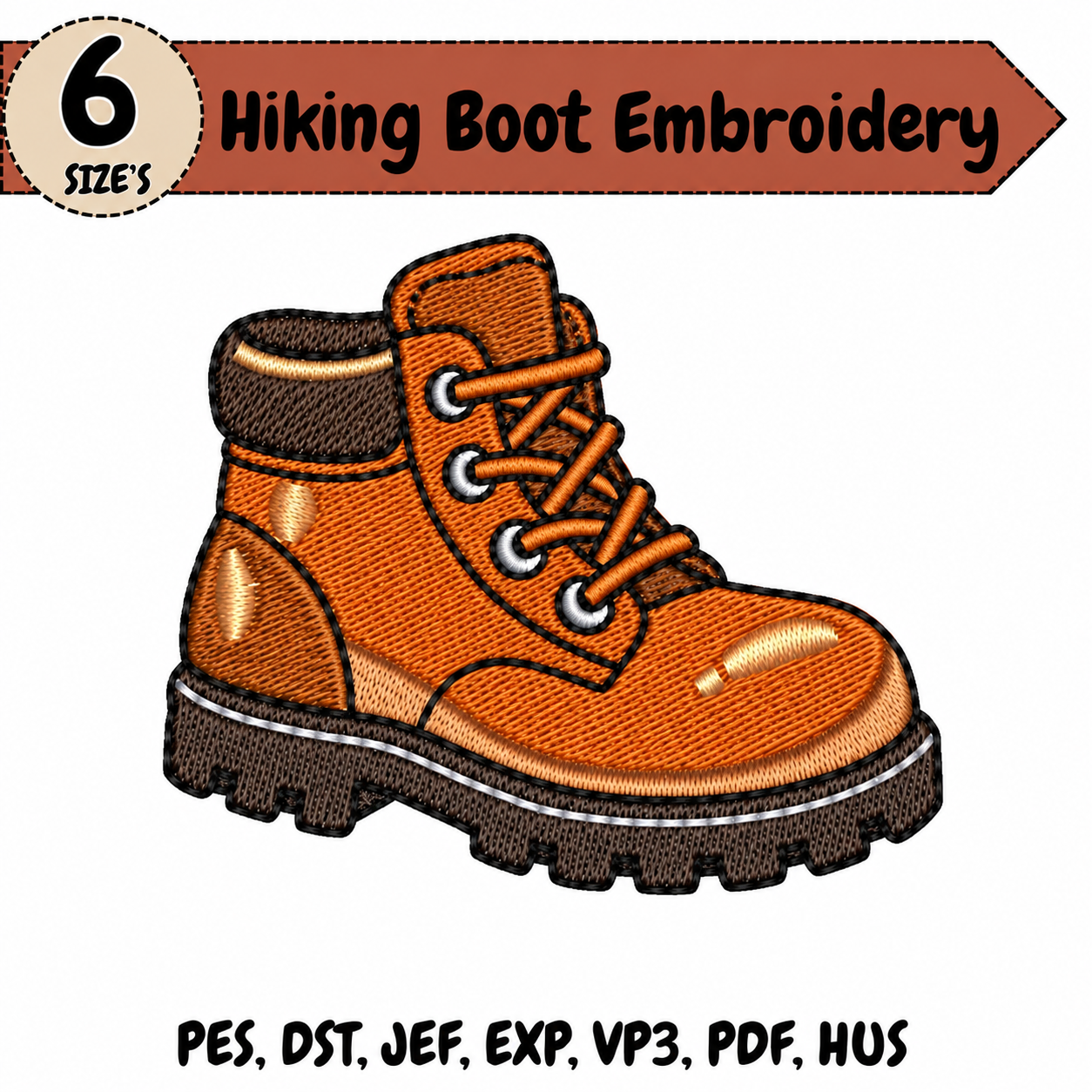 Hiking Boot Embroidery Design – 6 Sizes