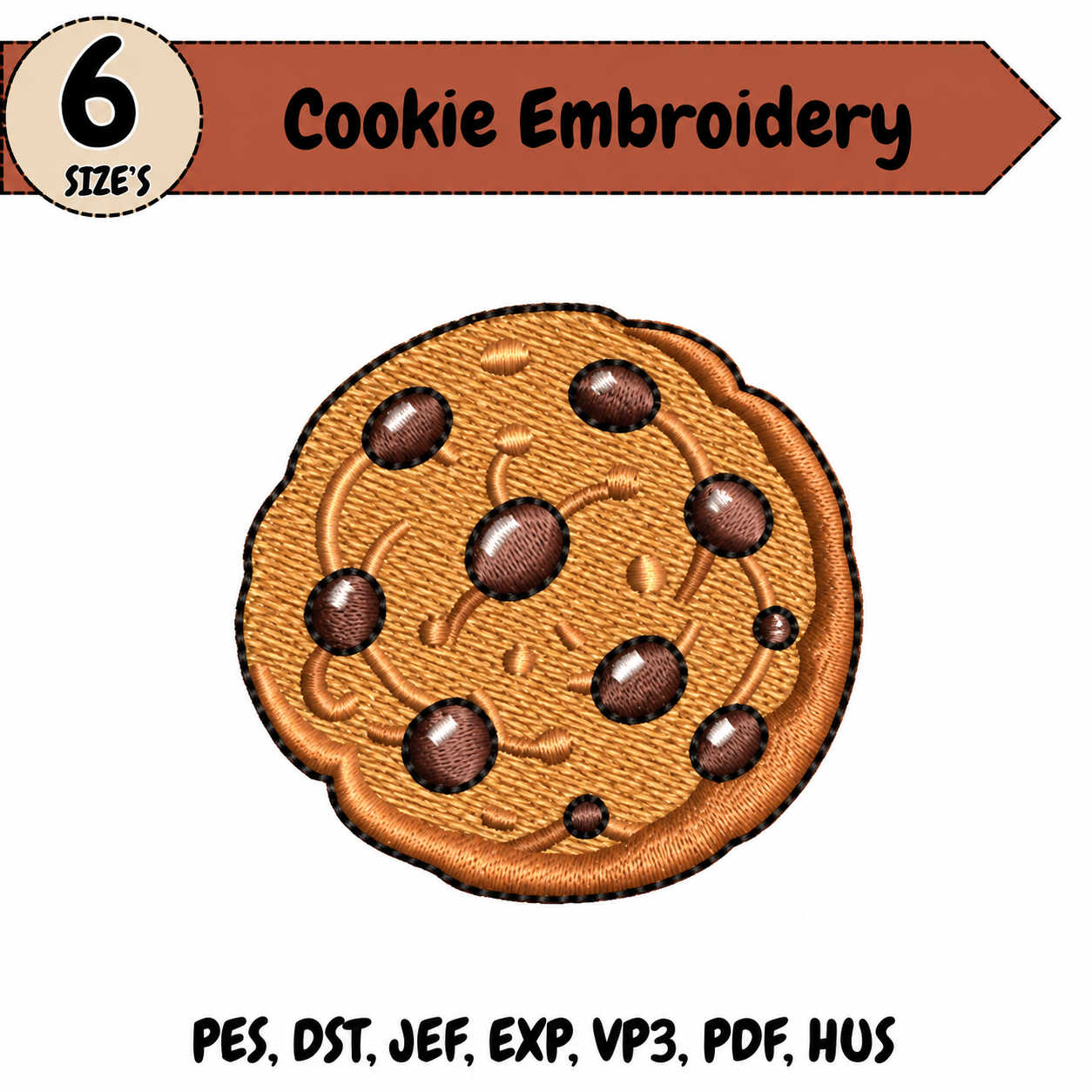 Cookie Embroidery Design – 6 Sizes