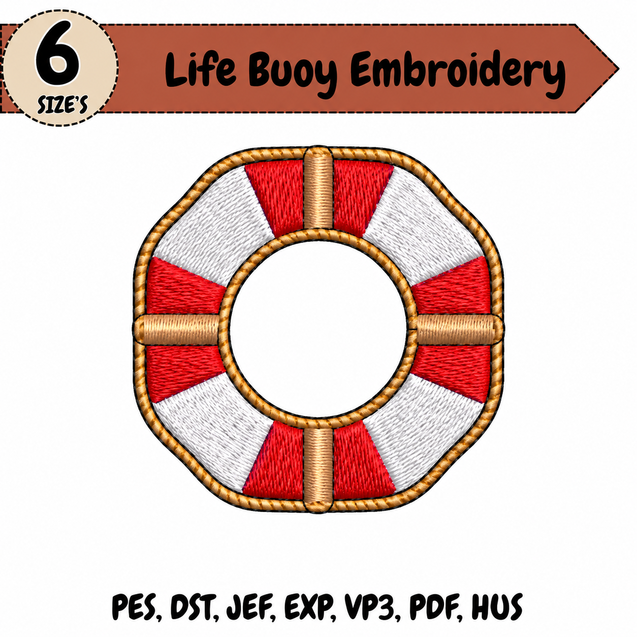 Life Buoy Embroidery Design – 6 Sizes