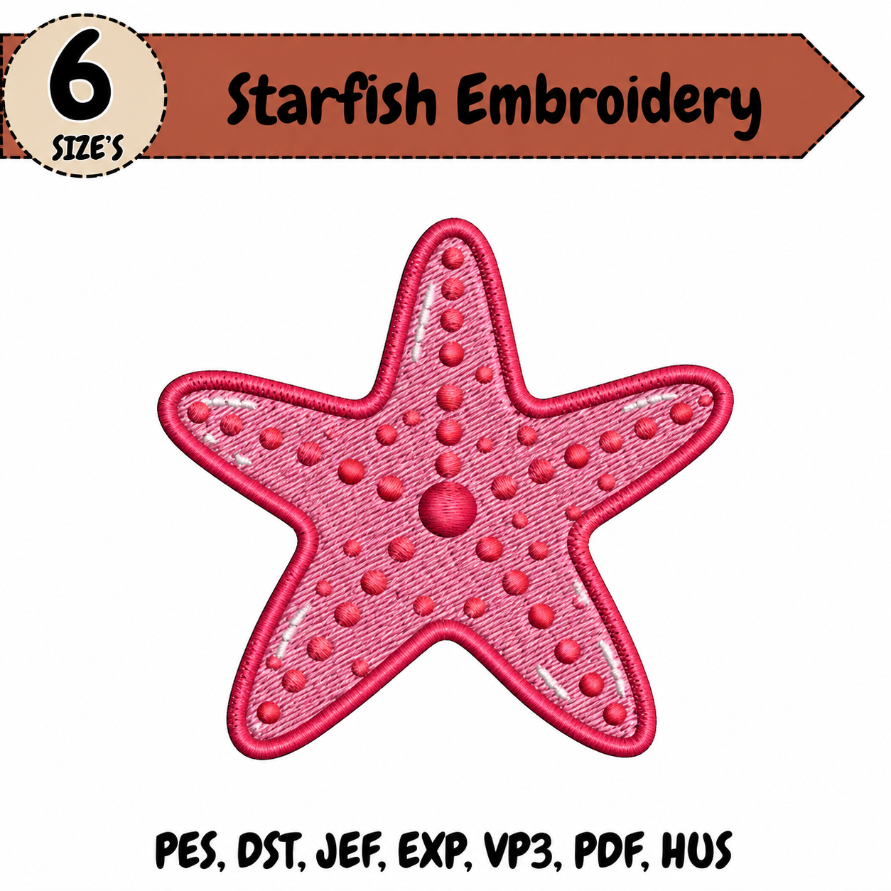 Starfish Embroidery Design – 6 Sizes