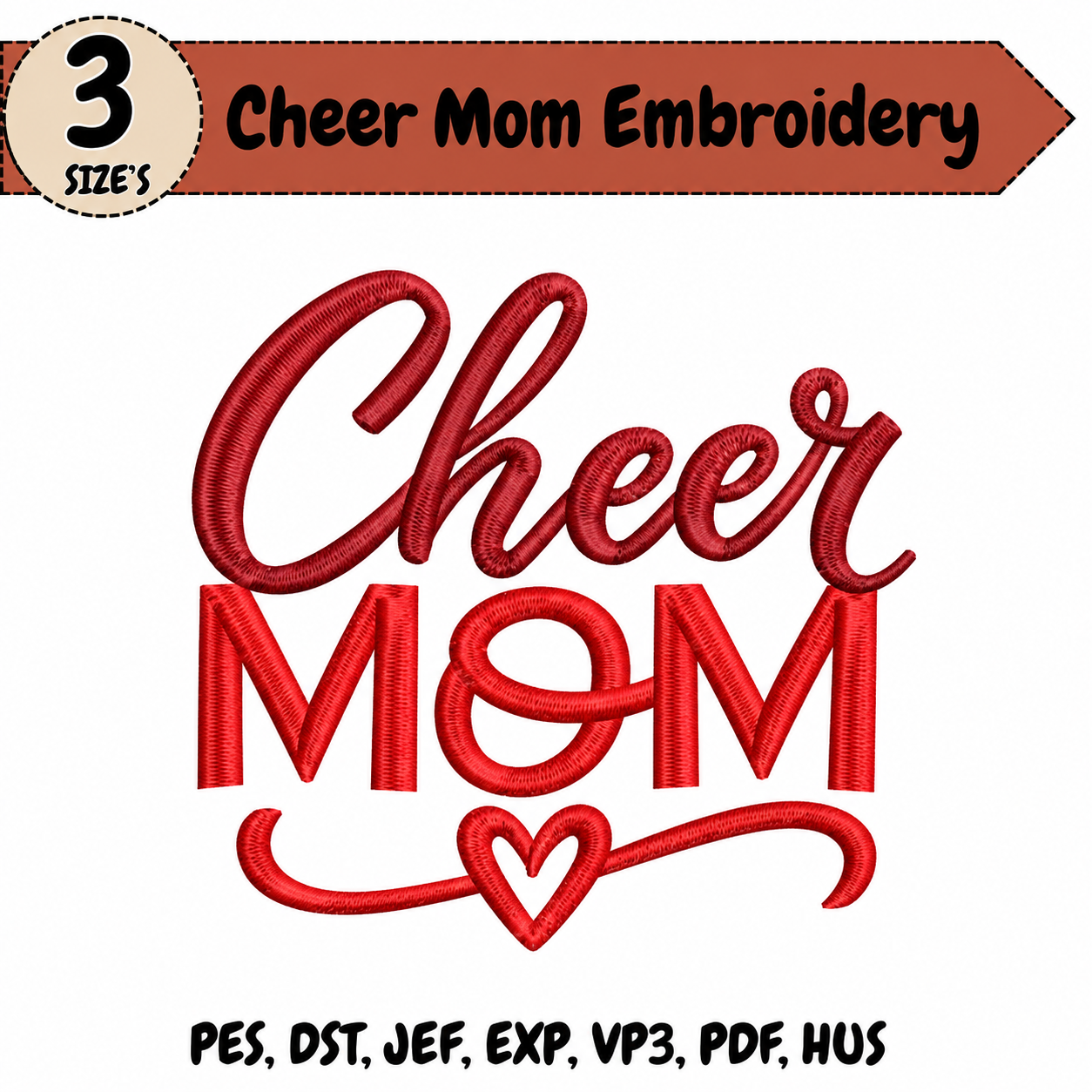 Cheer Mom Embroidery Design – 3 Sizes
