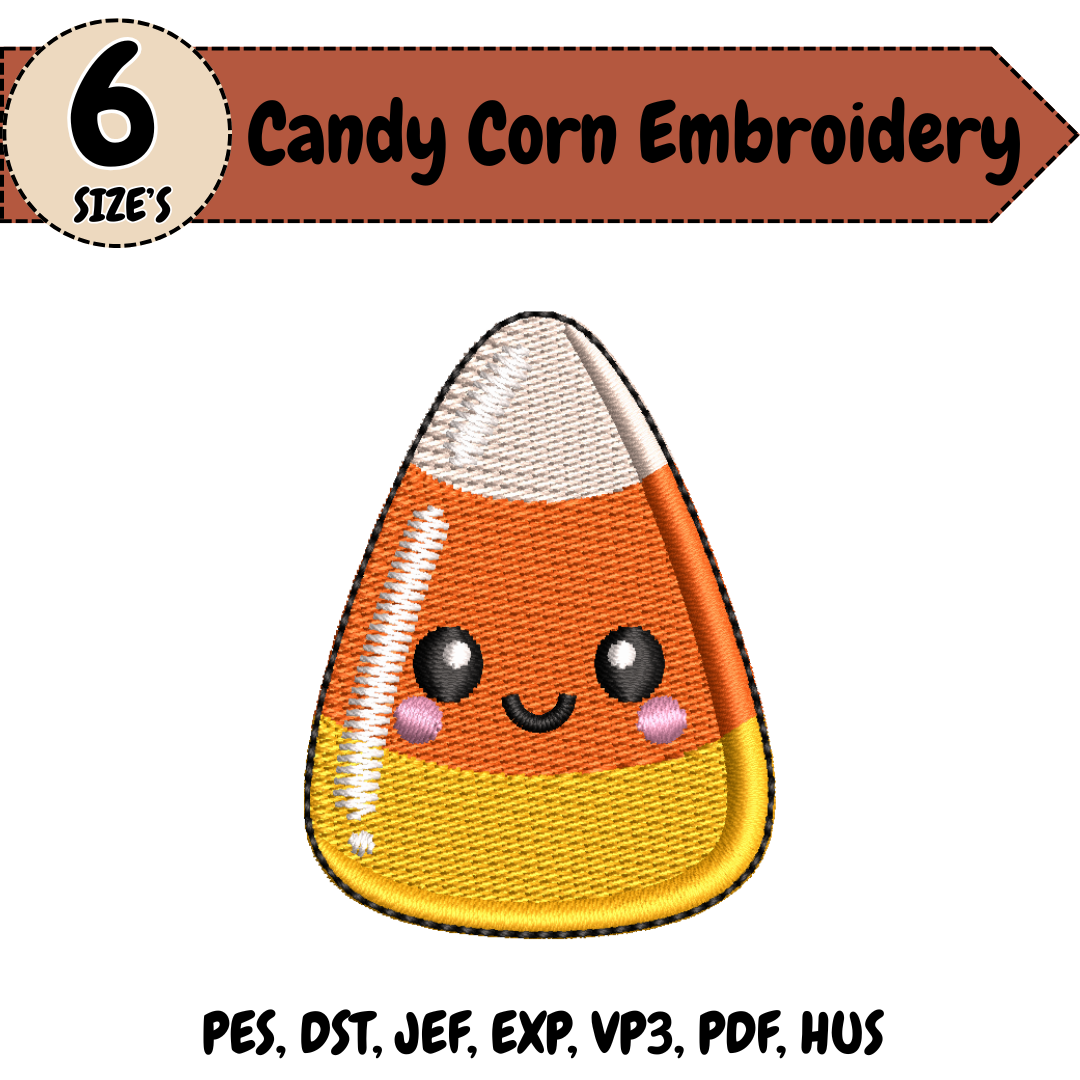 Candy Corn Embroidery Design, Cute Halloween Food Machine Embroidery File