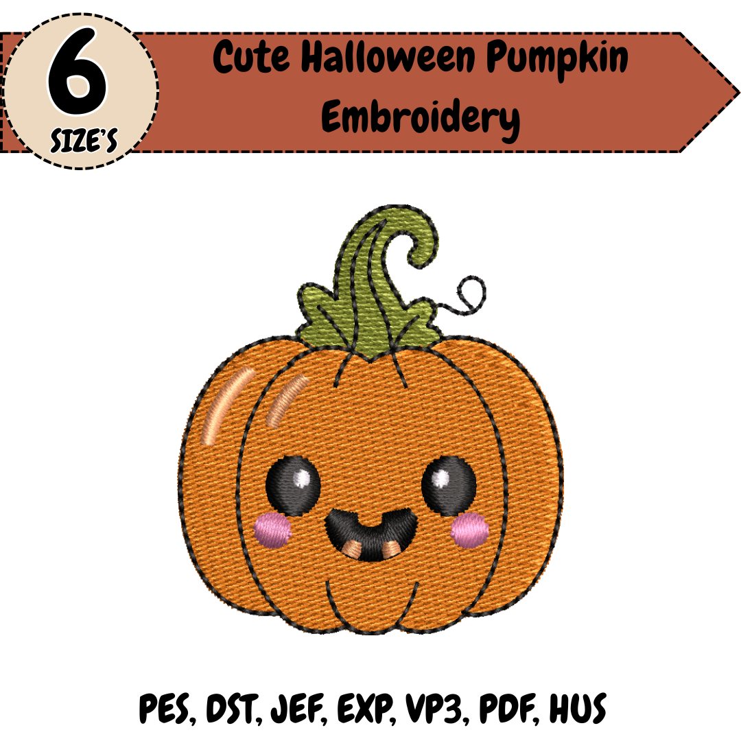 Cute Halloween Pumpkin Embroidery Design, Jack O Lantern Machine Stitch File