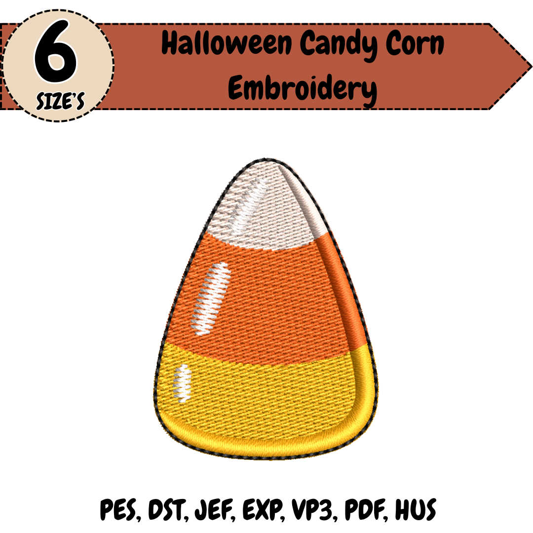 Halloween Candy Corn Embroidery Design, Cute Fall Treat Machine Stitch File